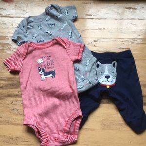 3/$10 EUC Carter’s dog onesies